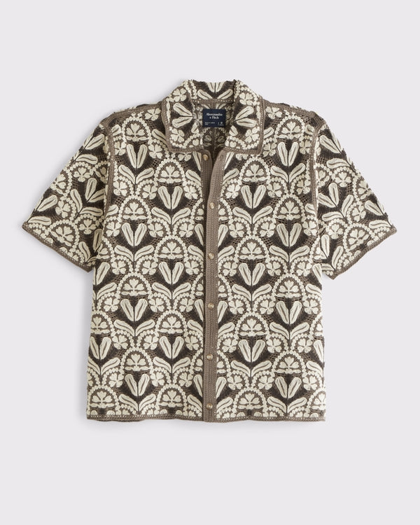 Abercrombie & Fitch - Crochet-Style Button-Through Sweater Polo