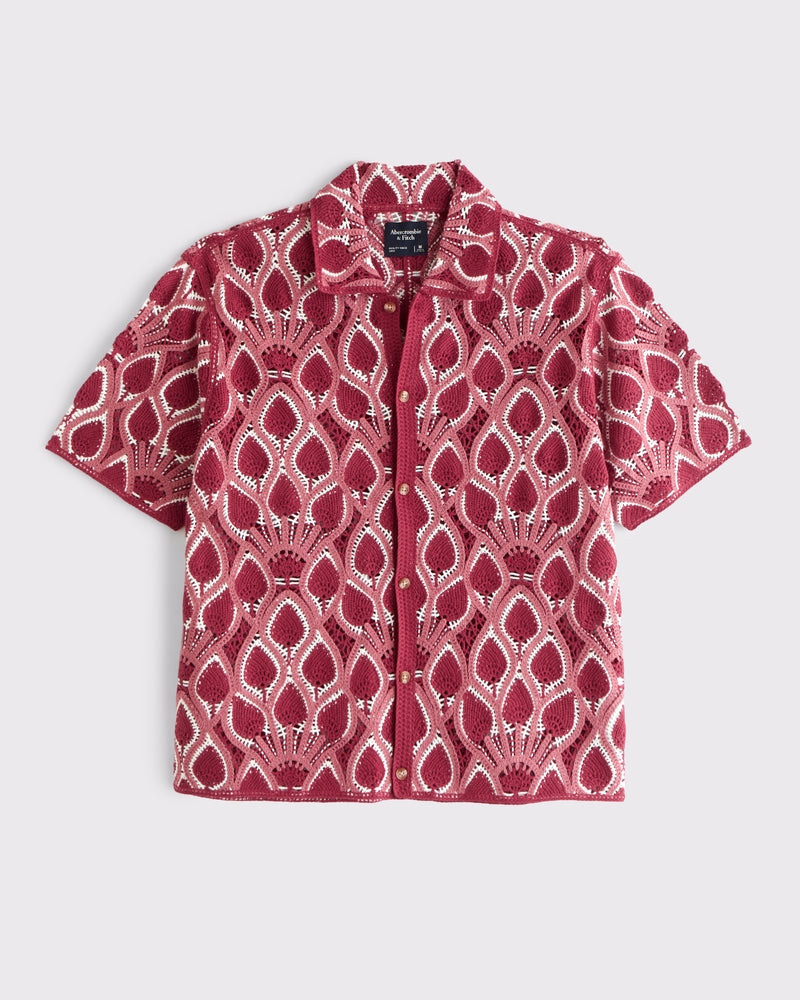 Abercrombie & Fitch - Crochet-Style Button-Through Sweater Polo