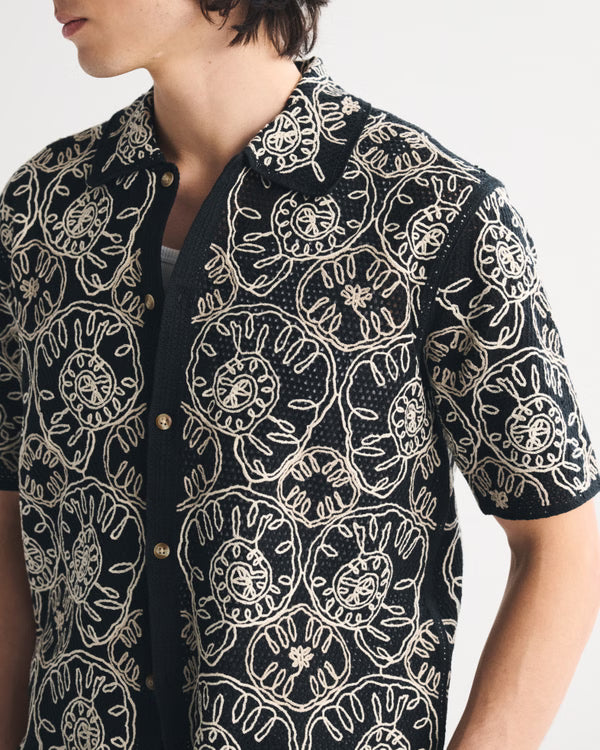 Abercrombie & Fitch - Crochet-Style Button-Through Sweater Polo.