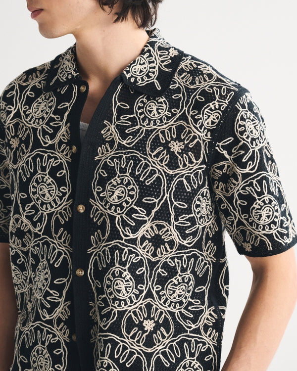 Abercrombie & Fitch - Crochet-Style Button-Through Sweater Polo