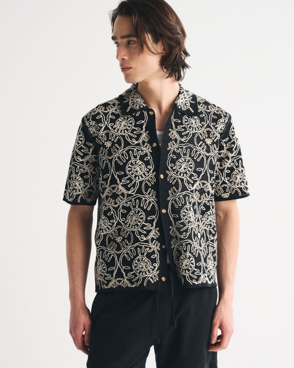 Abercrombie & Fitch - Crochet-Style Button-Through Sweater Polo