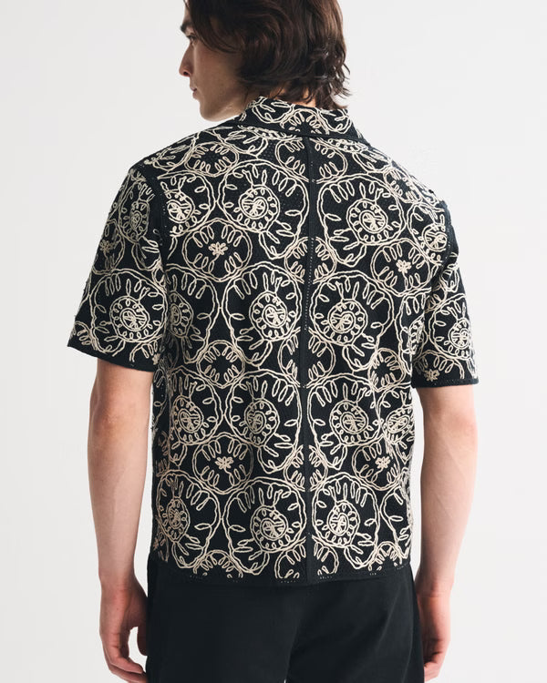 Abercrombie & Fitch - Crochet-Style Button-Through Sweater Polo.