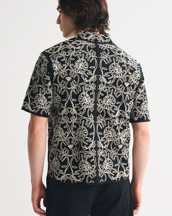 Abercrombie & Fitch - Crochet-Style Button-Through Sweater Polo