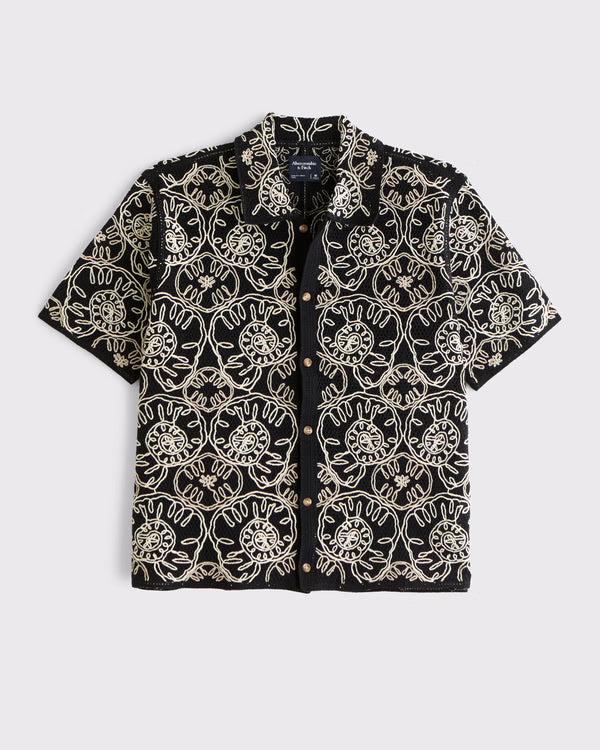 Abercrombie & Fitch - Crochet-Style Button-Through Sweater Polo.