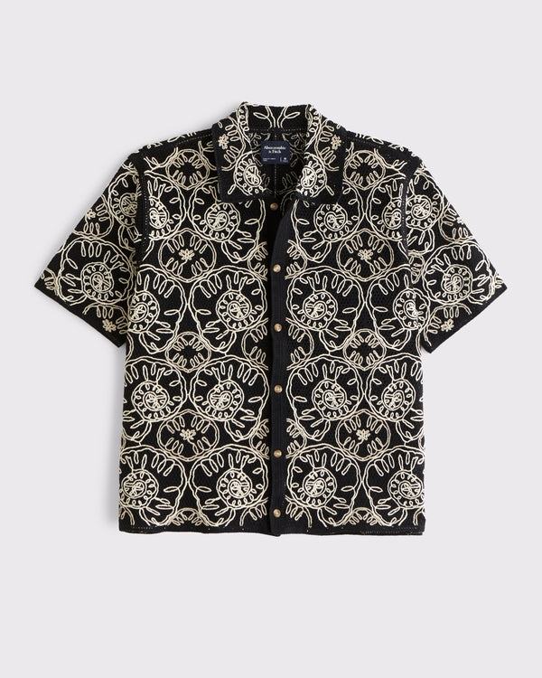 Abercrombie & Fitch - Crochet-Style Button-Through Sweater Polo