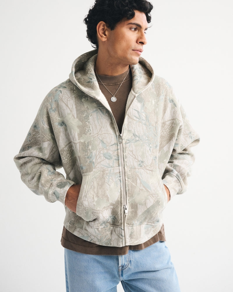 Abercrombie & Fitch - Cropped Essential Full-Zip Hoodie