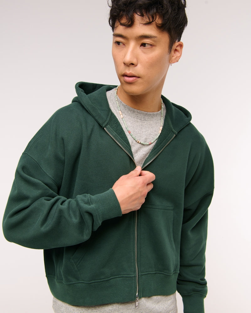 Abercrombie & Fitch - Cropped Essential Full-Zip Hoodie