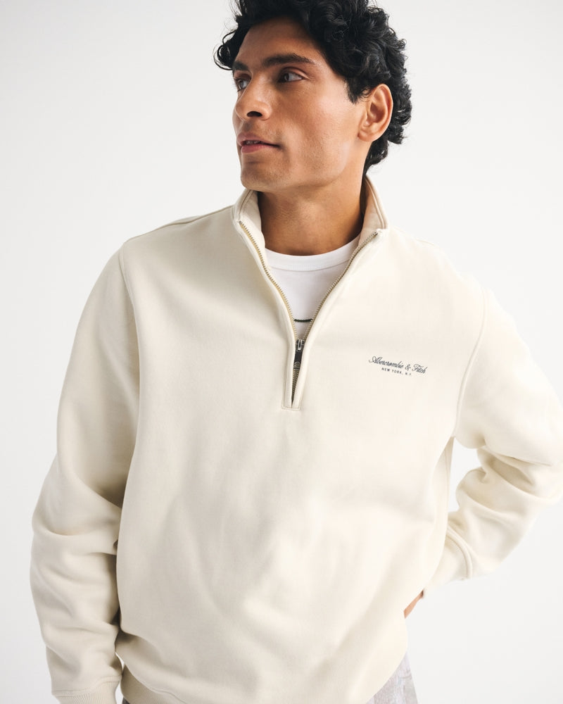 Abercrombie & Fitch - Premium Polished Logo Half-Zip Sweatshirt