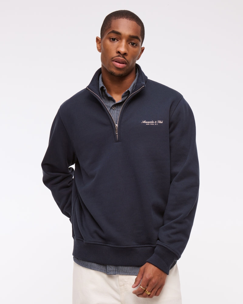 Abercrombie & Fitch - Premium Polished Logo Half-Zip Sweatshirt