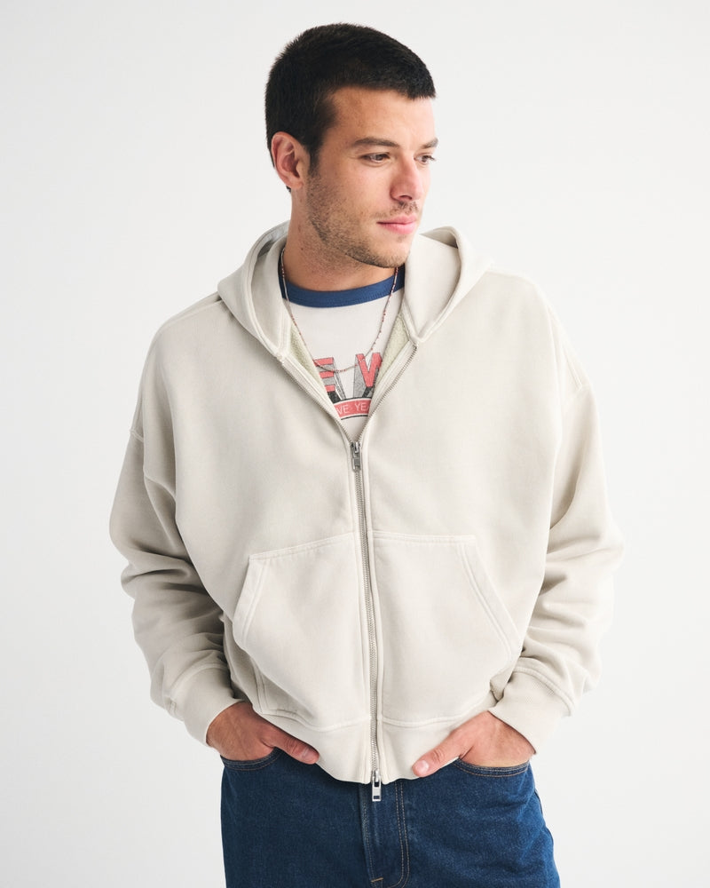 Abercrombie & Fitch - Cropped Essential Full-Zip Hoodie