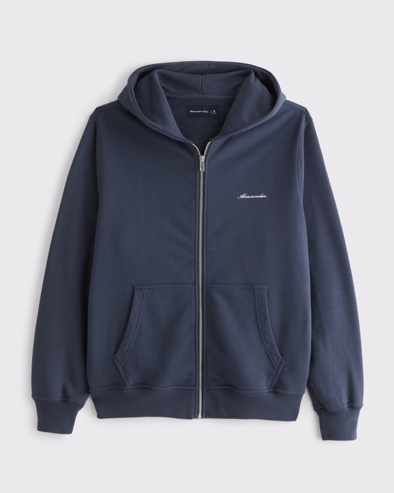Abercrombie & Fitch - Terry Script Logo Full-Zip Hoodie