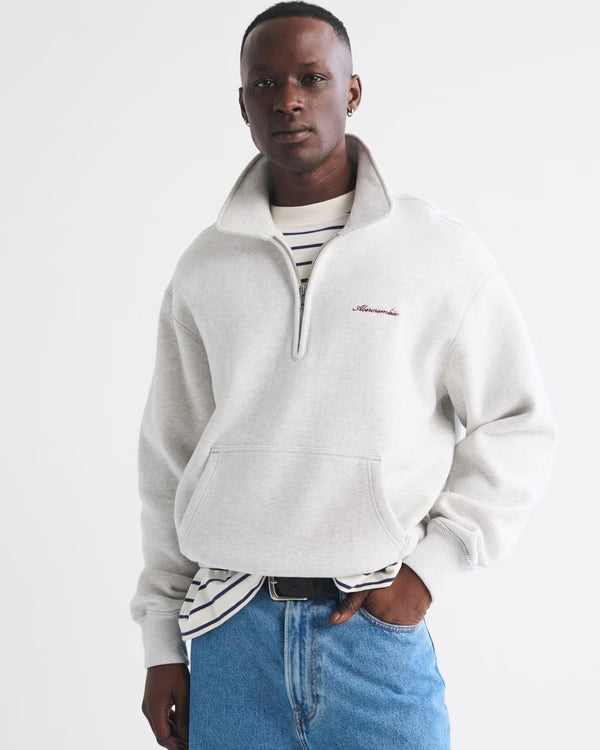 Abercrombie & Fitch - Heritage Heavyweight Logo Half-Zip Sweatshirt