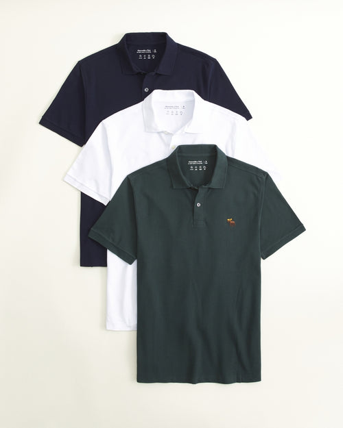 Abercrombie & Fitch - 3-Pack Elevated Icon Don't Sweat It Polos