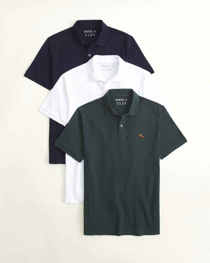 Abercrombie & Fitch - 3-Pack Elevated Icon Don't Sweat It Polos IMMEDIATE