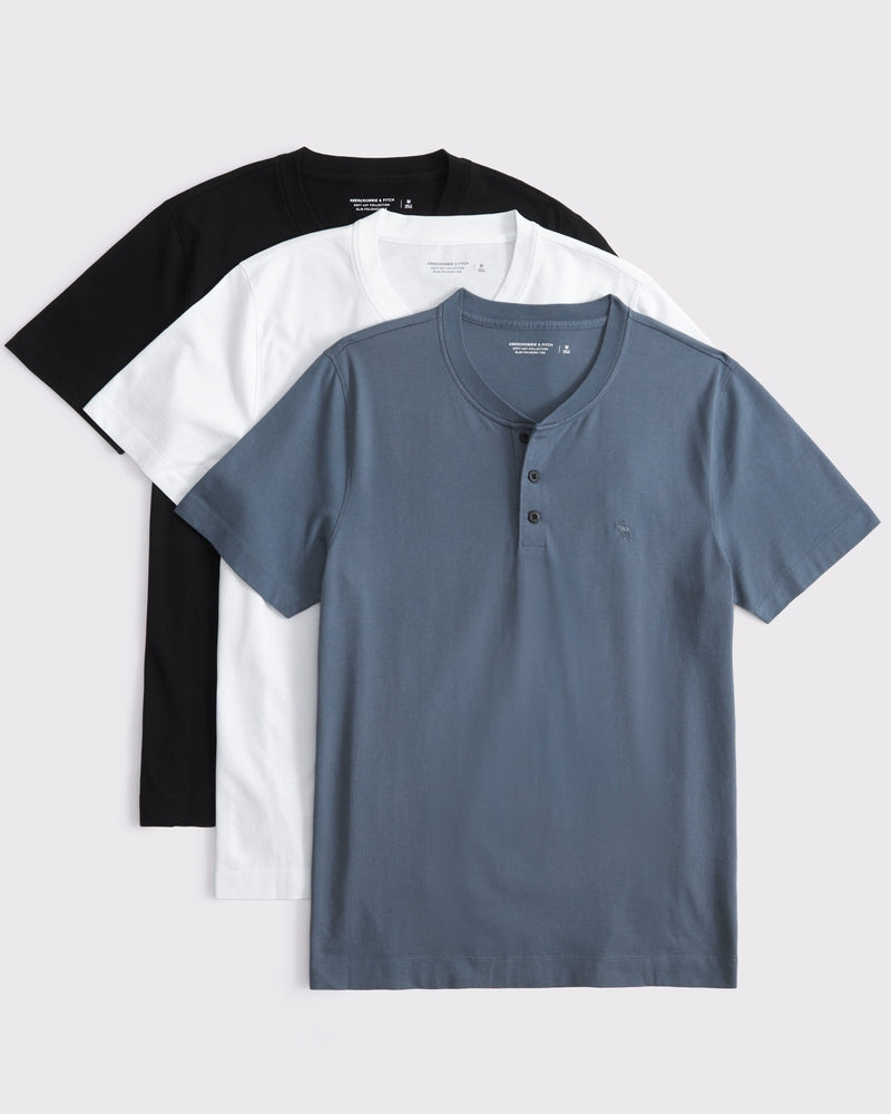 مجموعة من 3 تيشيرتات Henley أنيقة مصقولة