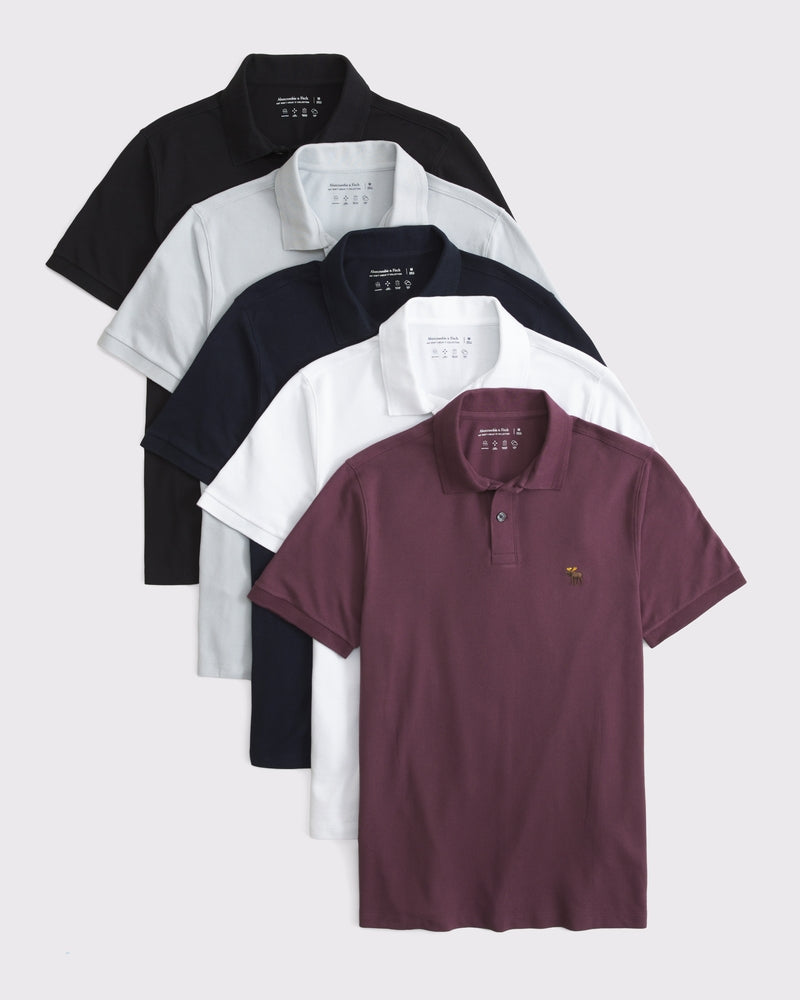 Abercrombie & Fitch - 5-Pack Signature Icon Don't Sweat It Polos