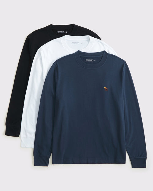 Abercrombie & Fitch - 3-Pack Long-Sleeve Premium Heavyweight 2.0 Icon Tee