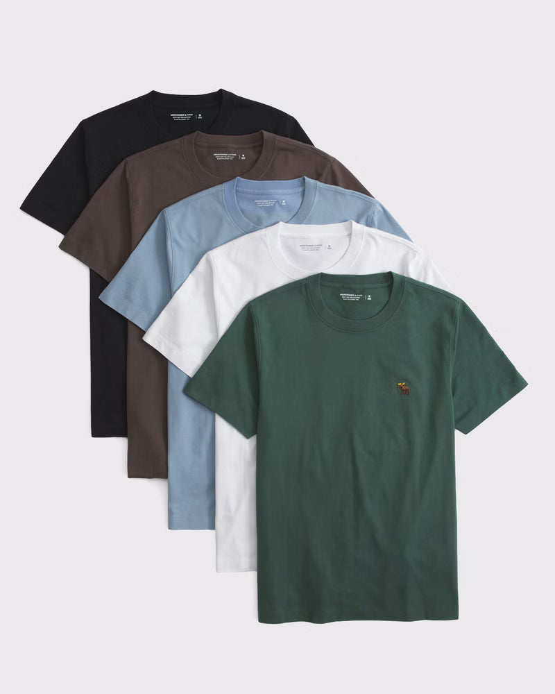 Abercrombie & Fitch - 5-Pack Slim Polished Signature Icon Tees IMMEDIATE