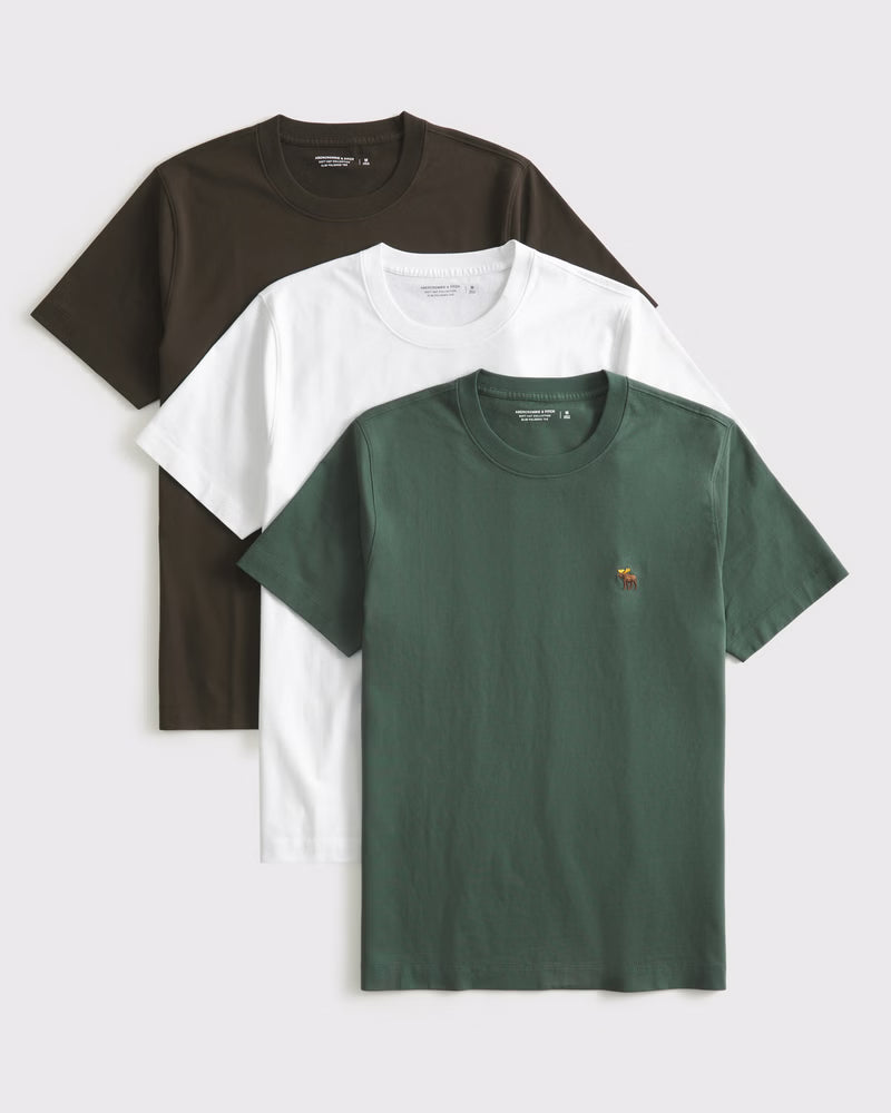 Abercrombie & Fitch - 3 Pack Slim Polished Signature Icon Tees IMMEDIATE