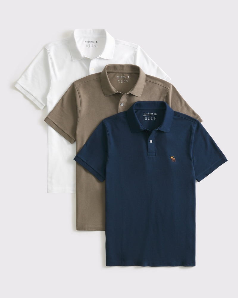 Abercrombie & Fitch - 3-Pack Signature Icon Don't Sweat It Polos