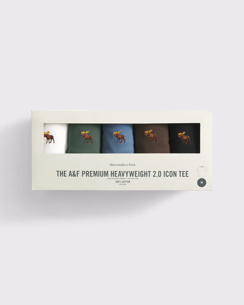 Abercrombie & Fitch - 5-Pack Premium Heavyweight 2.0 Signature Icon Tees IMMEDIATE.
