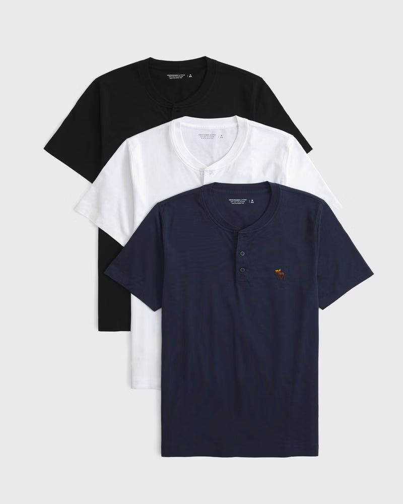 Abercrombie & Fitch - 3-Pack Slim Polished Signature Icon Henleys