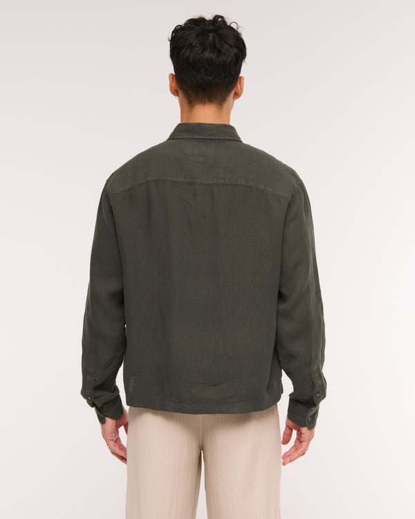 Abercrombie & Fitch - Cropped Linen Button - Up Shirt IMMEDIATE - Brandatak Store