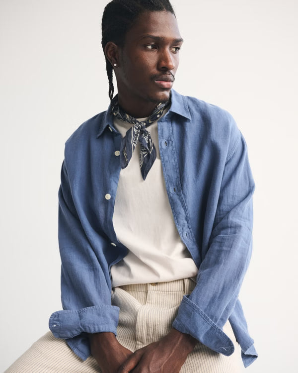 Abercrombie & Fitch - 100% Linen Button-Up Shirt