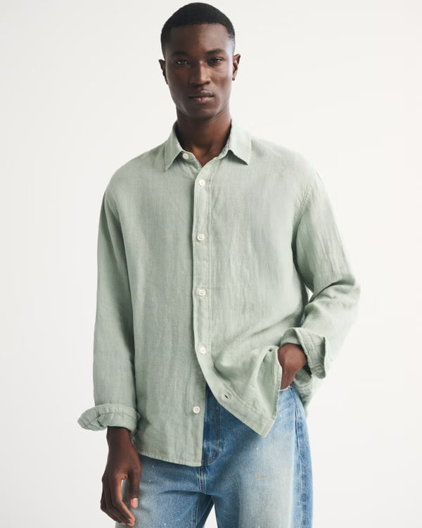 Abercrombie & Fitch - 100% Linen Button-Up Shirt