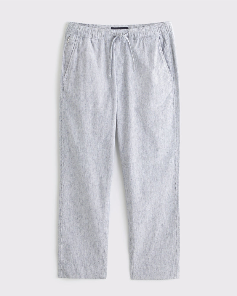 Loose Linen-Blend Pull-On Pant
