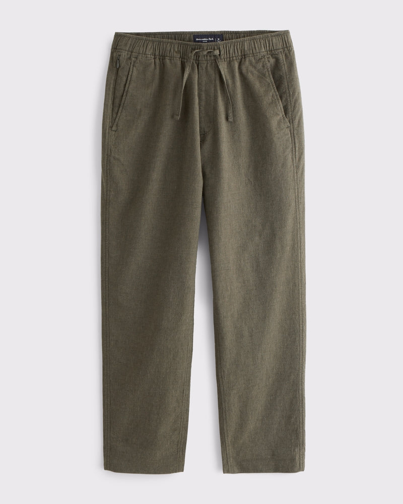 Loose Linen-Blend Pull-On Pant