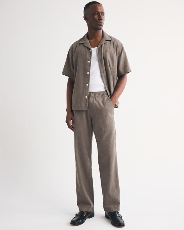 Abercrombie & Fitch - Linen-Blend Relaxed Straight Pull-On Pant