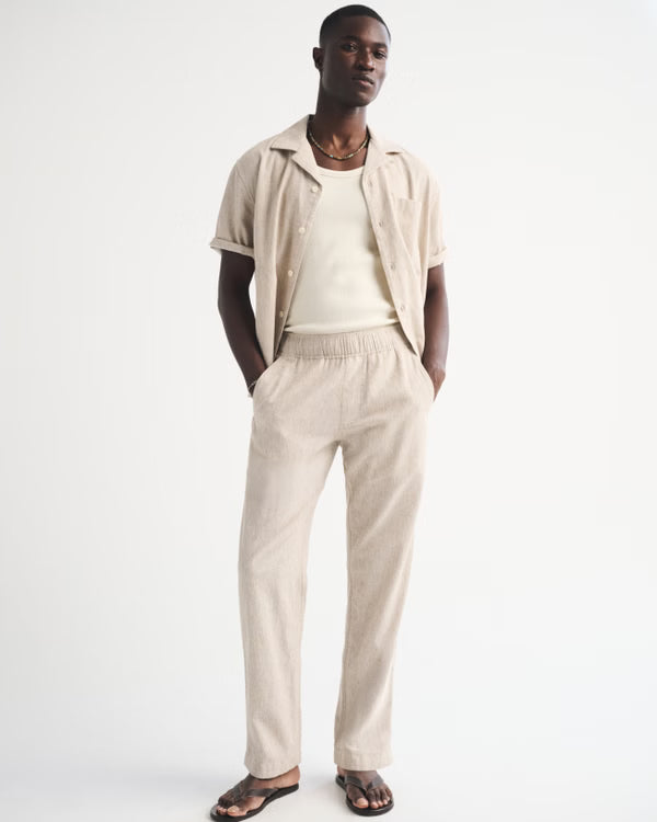 Abercrombie & Fitch - Linen-Blend Relaxed Straight Pull-On Pant