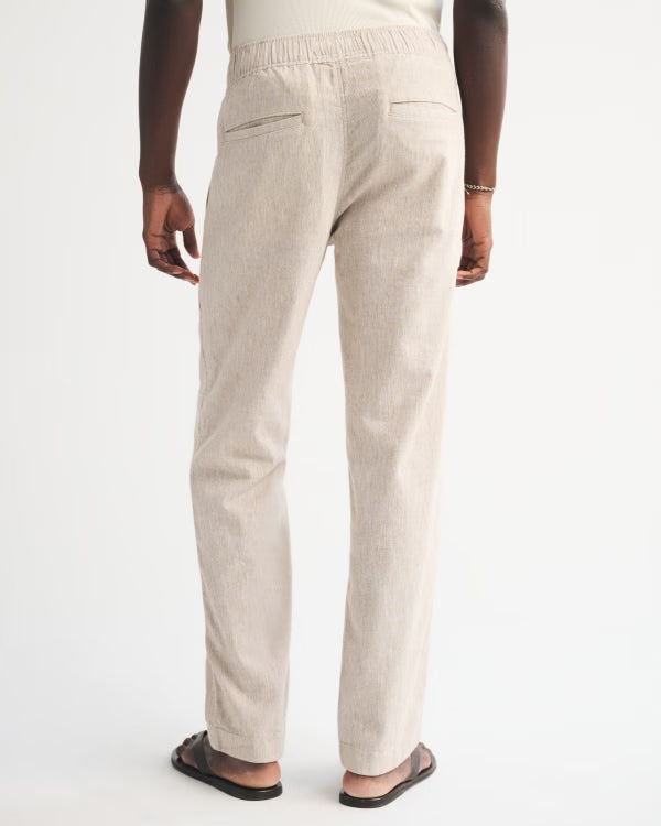 Abercrombie & Fitch - Linen-Blend Relaxed Straight Pull-On Pant