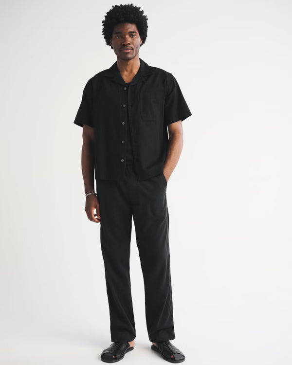 Abercrombie & Fitch - Linen-Blend Relaxed Straight Pull-On Pant