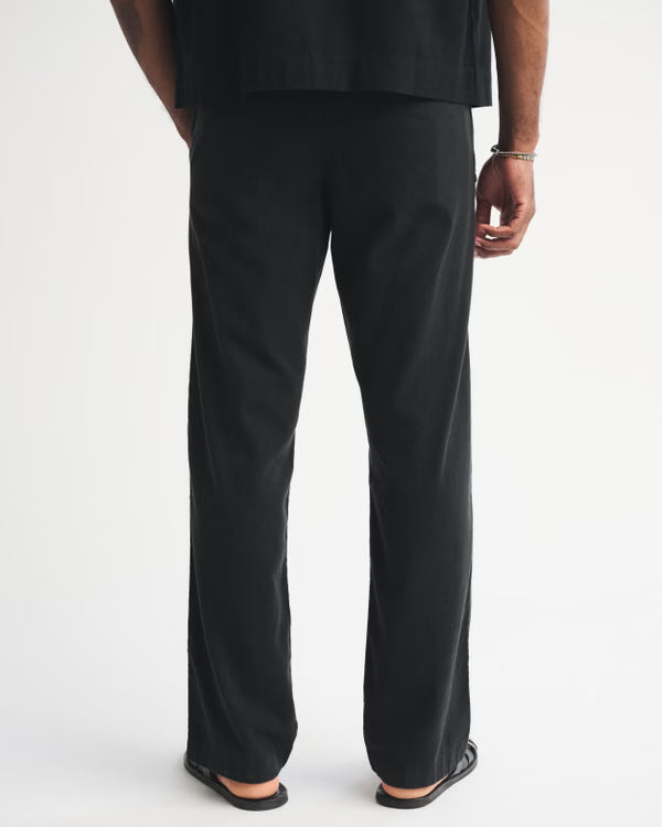 Abercrombie & Fitch - Linen-Blend Relaxed Straight Pull-On Pant