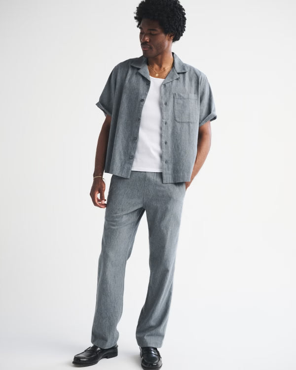 Abercrombie & Fitch - Linen-Blend Relaxed Straight Pull-On Pant