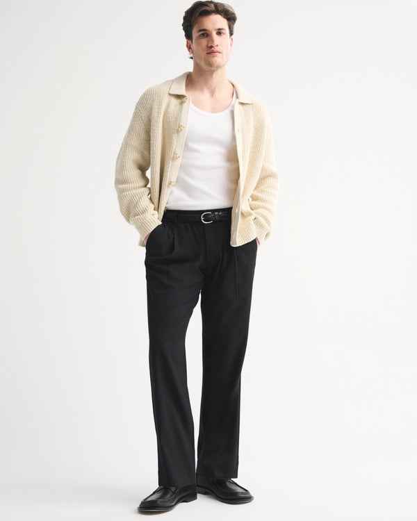 Abercrombie & Fitch - Relaxed Straight Pleated Hybrid Waist Trouser IMMEDIATE