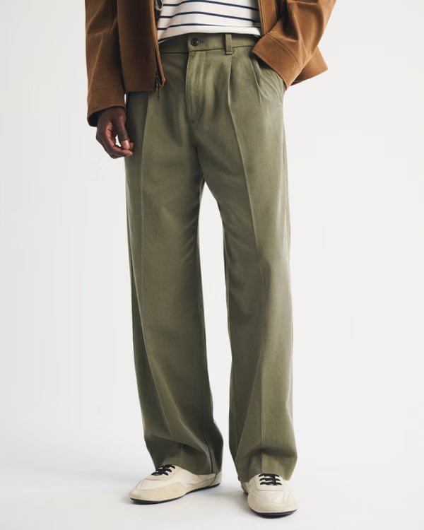 Abercrombie & Fitch - Cotton-Blend Pleated Baggy Trouser