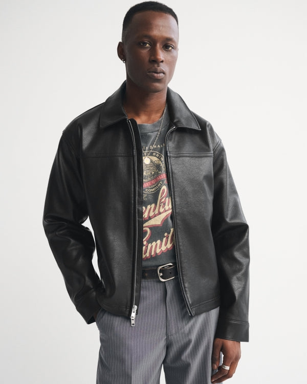 Abercrombie & Fitch - Easy Vegan Leather Zip Jacket
