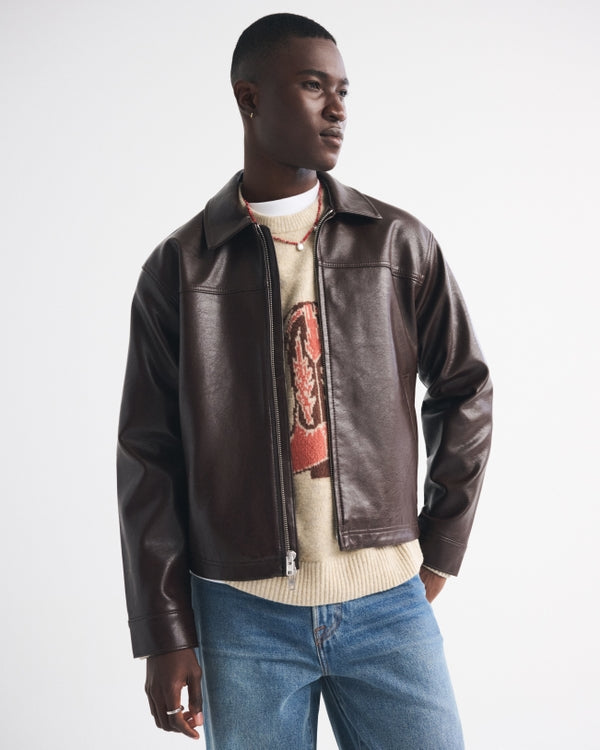 Abercrombie & Fitch - Easy Vegan Leather Zip Jacket