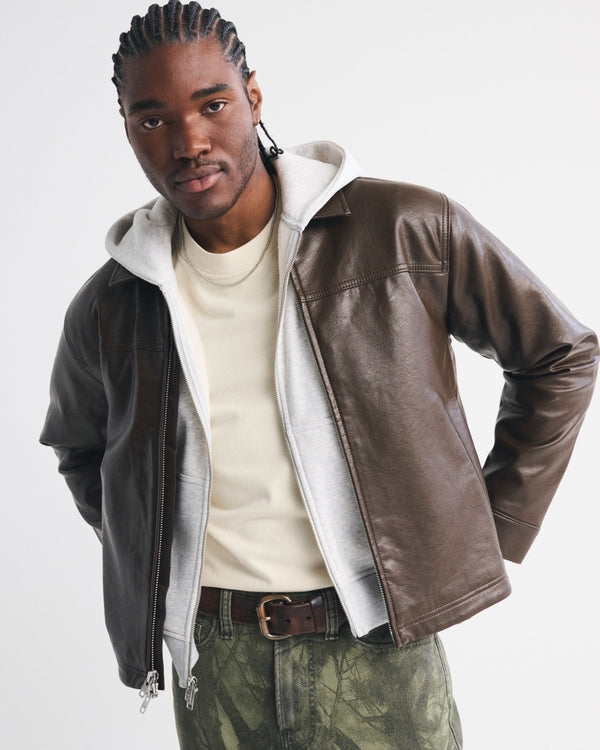 Abercrombie & Fitch - Easy Vegan Leather Zip Jacket