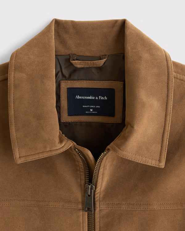 Abercrombie & Fitch - Easy Vegan Suede Zip Trucker Jacket