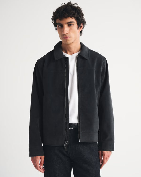 Abercrombie & Fitch - Easy Vegan Suede Zip Trucker Jacket