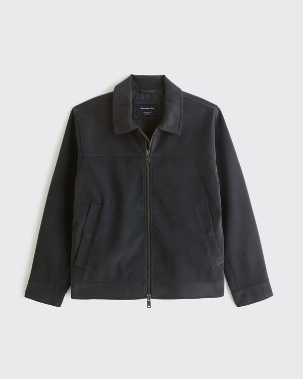 Abercrombie & Fitch - Easy Vegan Suede Zip Trucker Jacket