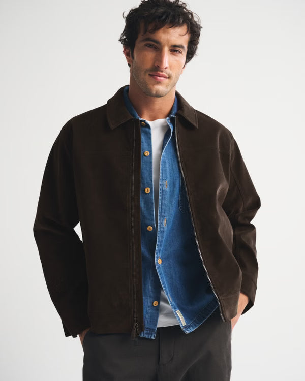 Abercrombie & Fitch - Easy Vegan Suede Zip Trucker Jacket