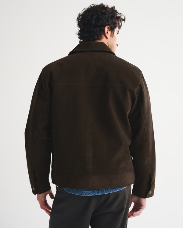 Abercrombie & Fitch - Easy Vegan Suede Zip Trucker Jacket