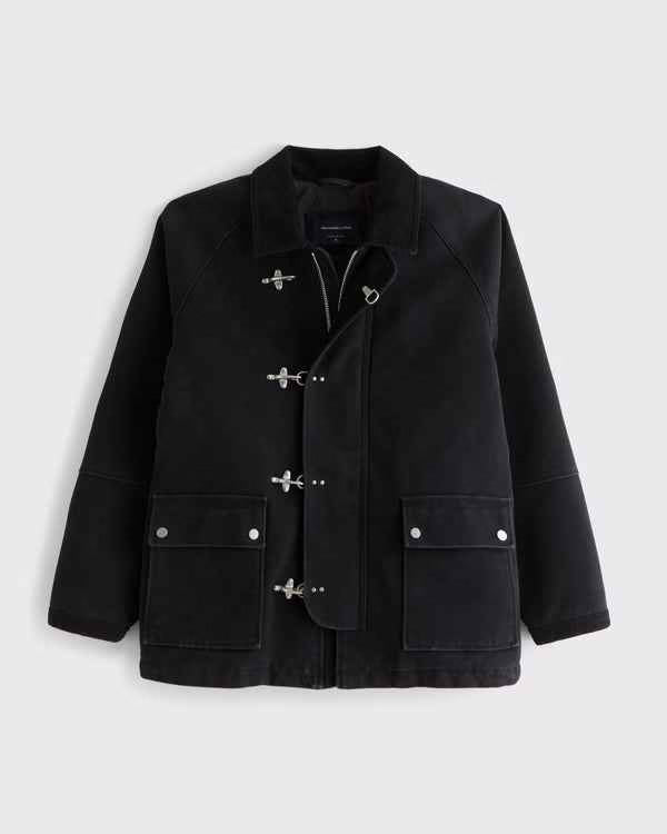 Abercrombie & Fitch - Mid-Length Canvas Fireman-Clasp Jacket