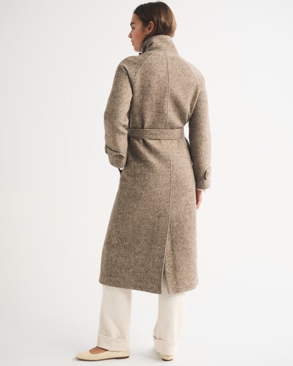 Abercrombie & Fitch - Wool-Blend Funnel Neck Long Coat