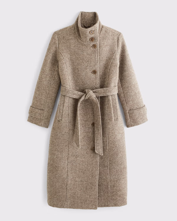 Abercrombie & Fitch - Wool-Blend Funnel Neck Long Coat